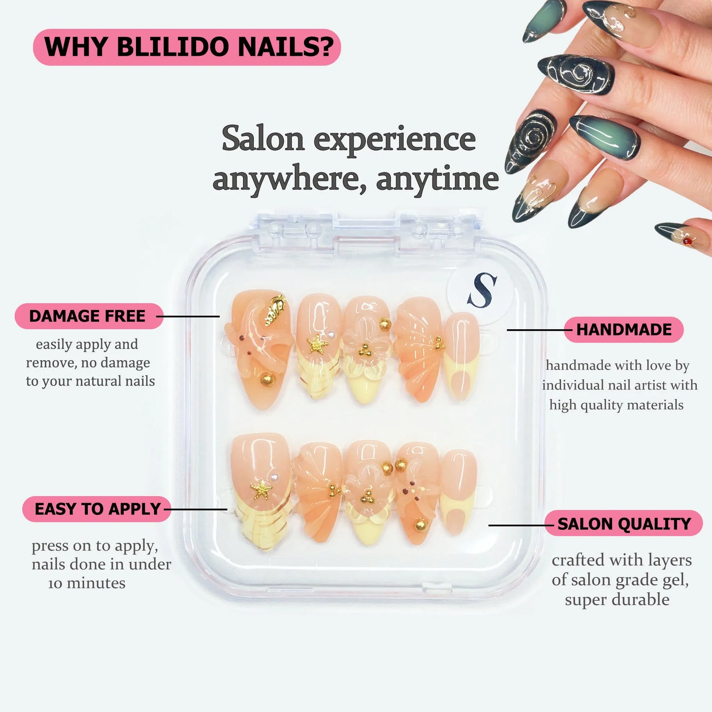 Press On Nail Sea Star & Shell