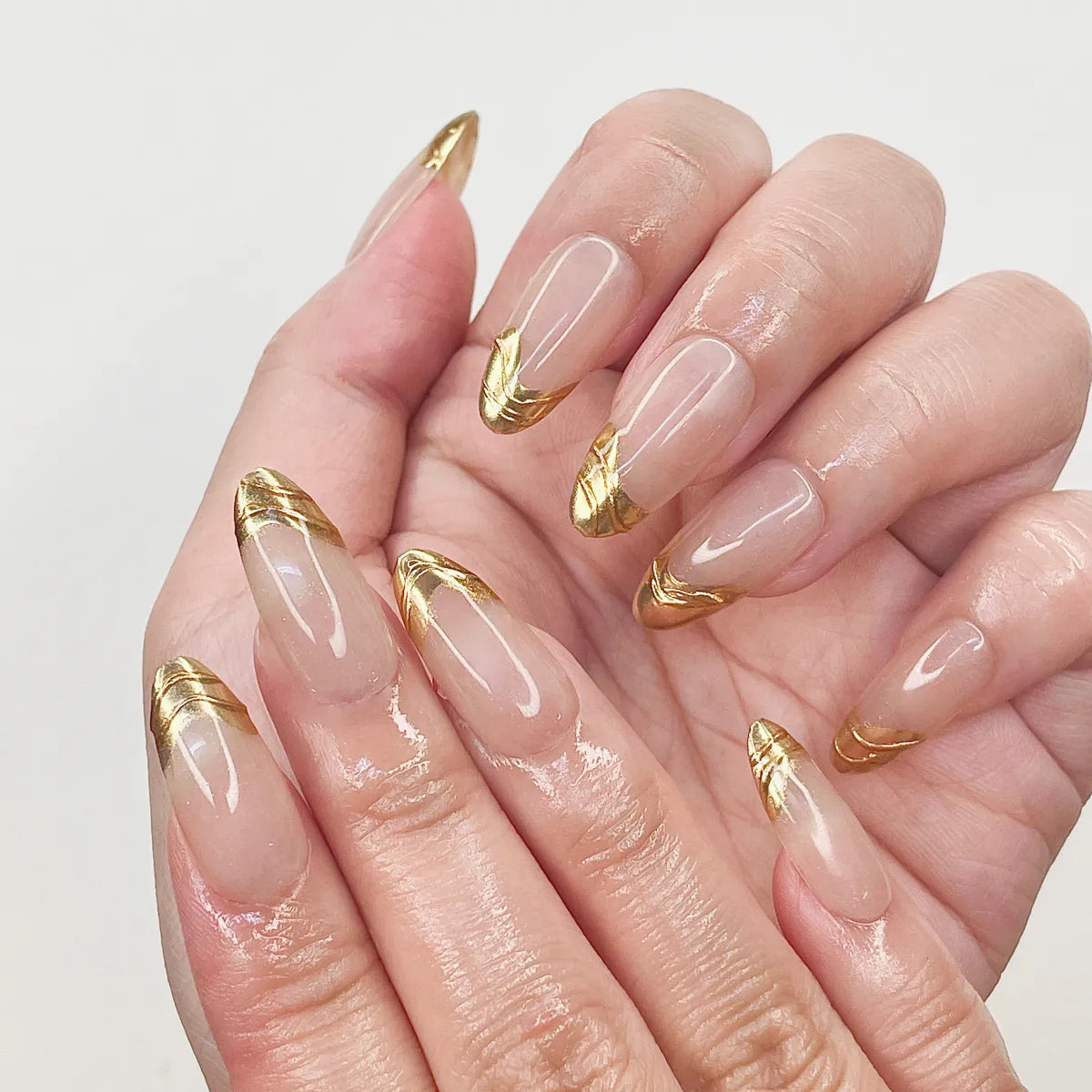 Press On Nail Golden Butterfly
