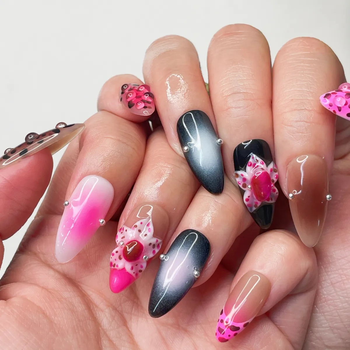 Press On Nail Pink Leopard