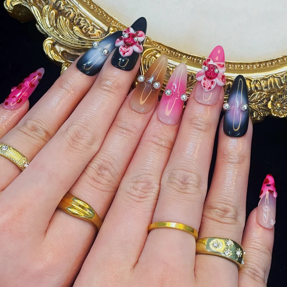 Press On Nail Pink Leopard