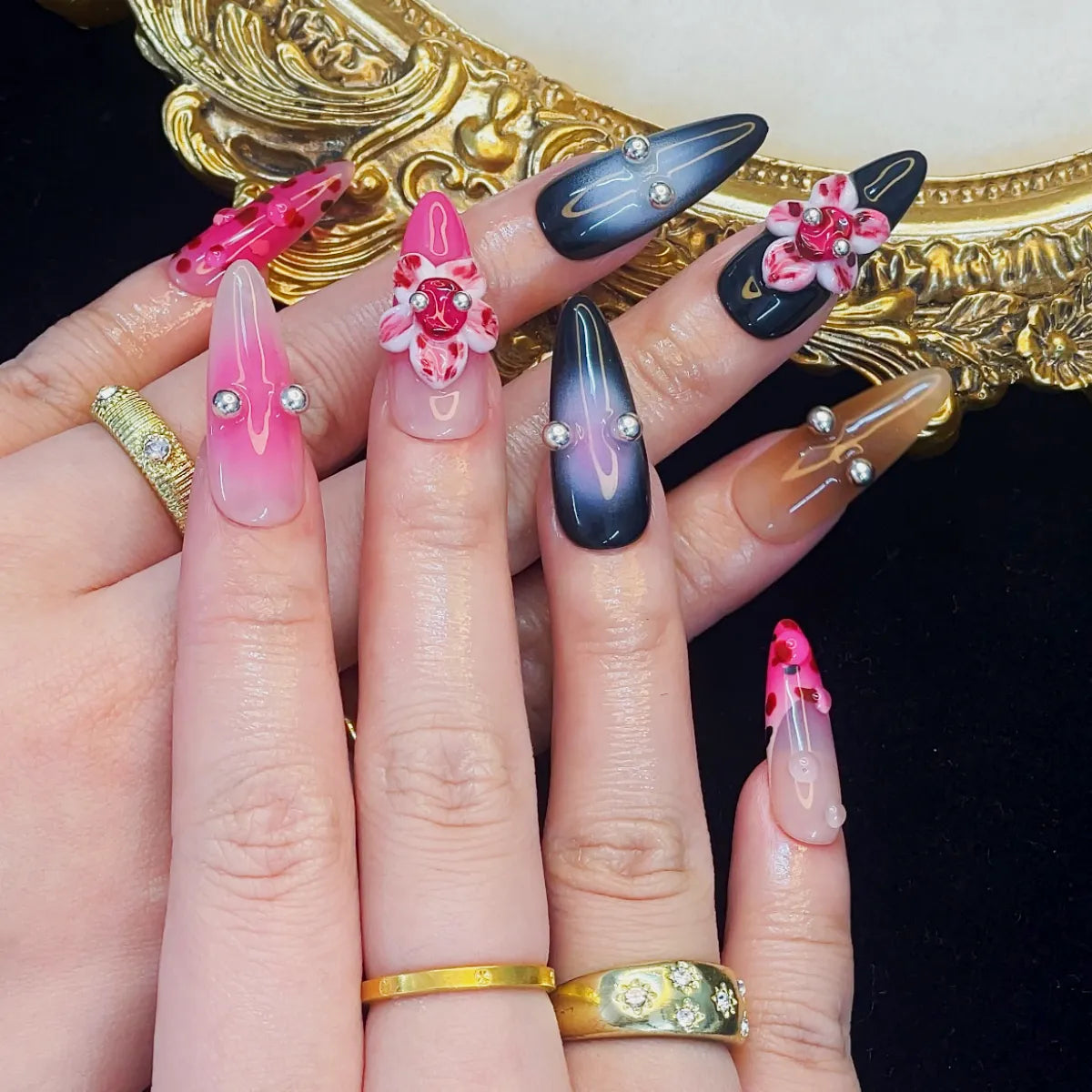 Press On Nail Pink Leopard