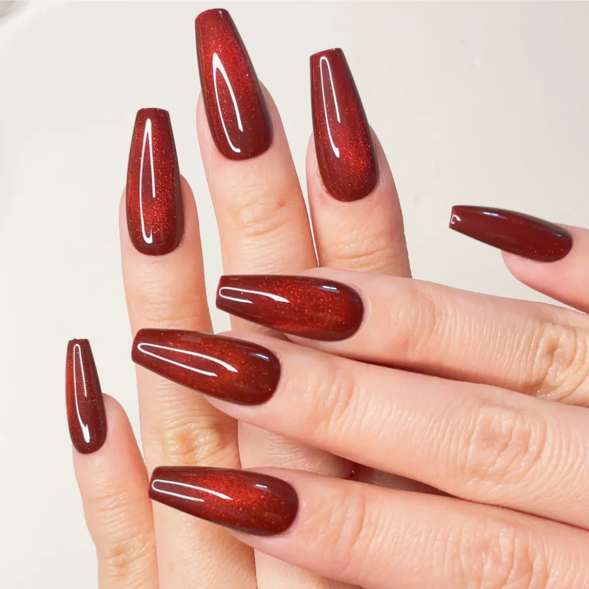 Press On Nail Red Cat's Eyes