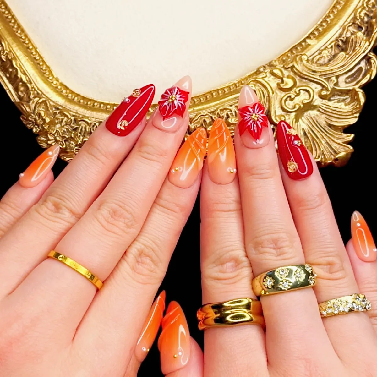 Press On Nail Orange Light
