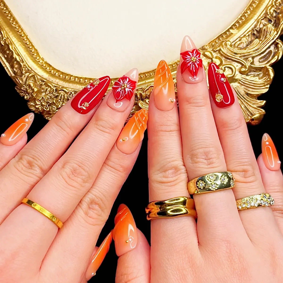 Press On Nail Orange Light