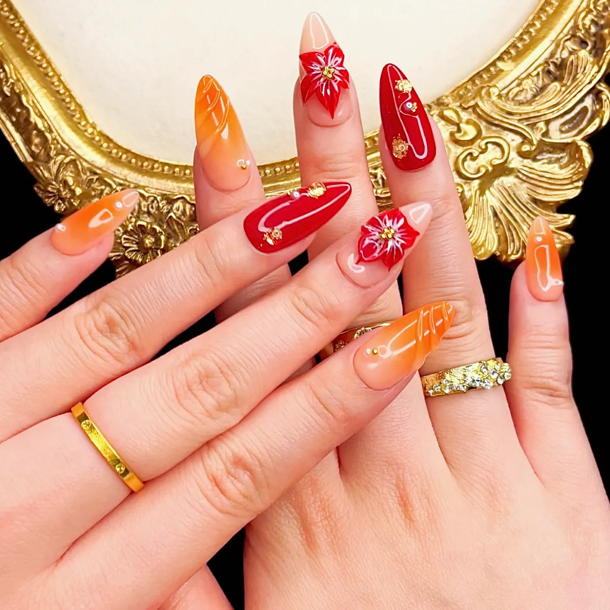 Press On Nail Orange Light