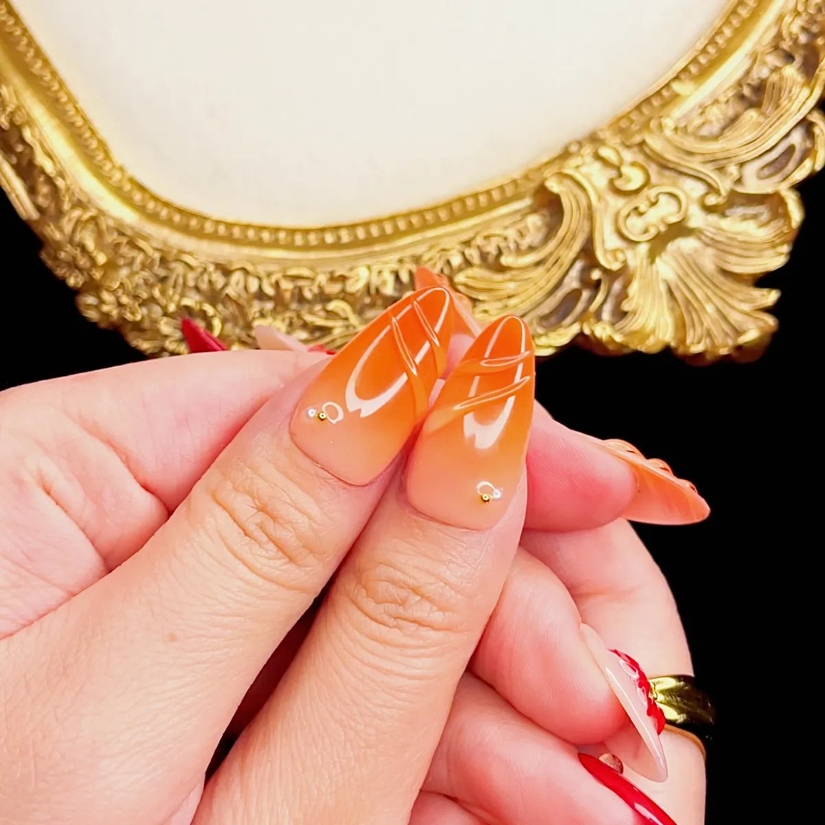 Press On Nail Orange Light