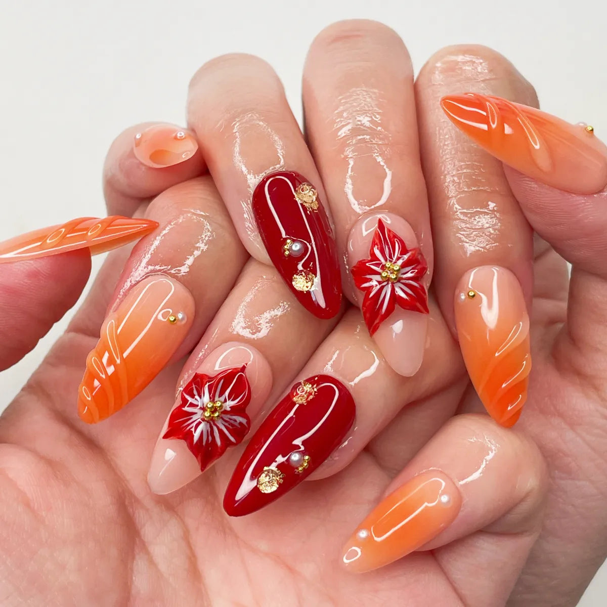 Press On Nail Orange Light