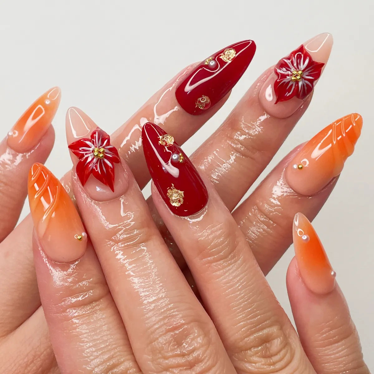 Press On Nail Orange Light