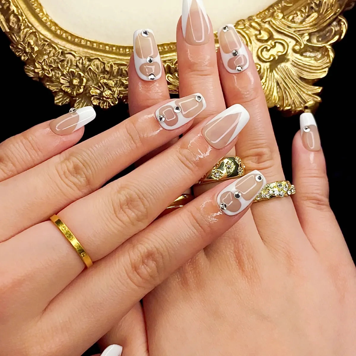 Press On Nail Pure Nude Accent Pumpkin Spid