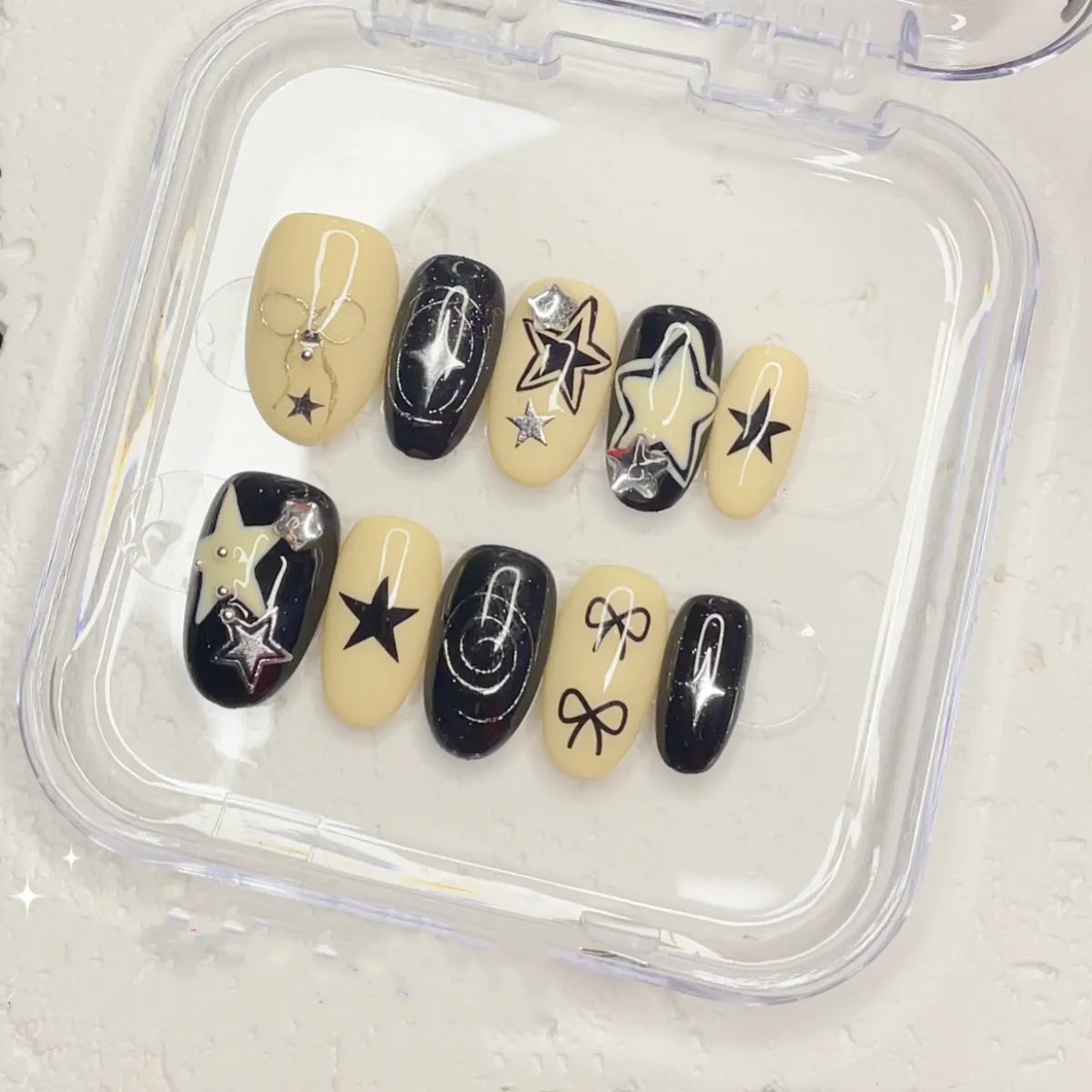 Press On Nail Black Star Love