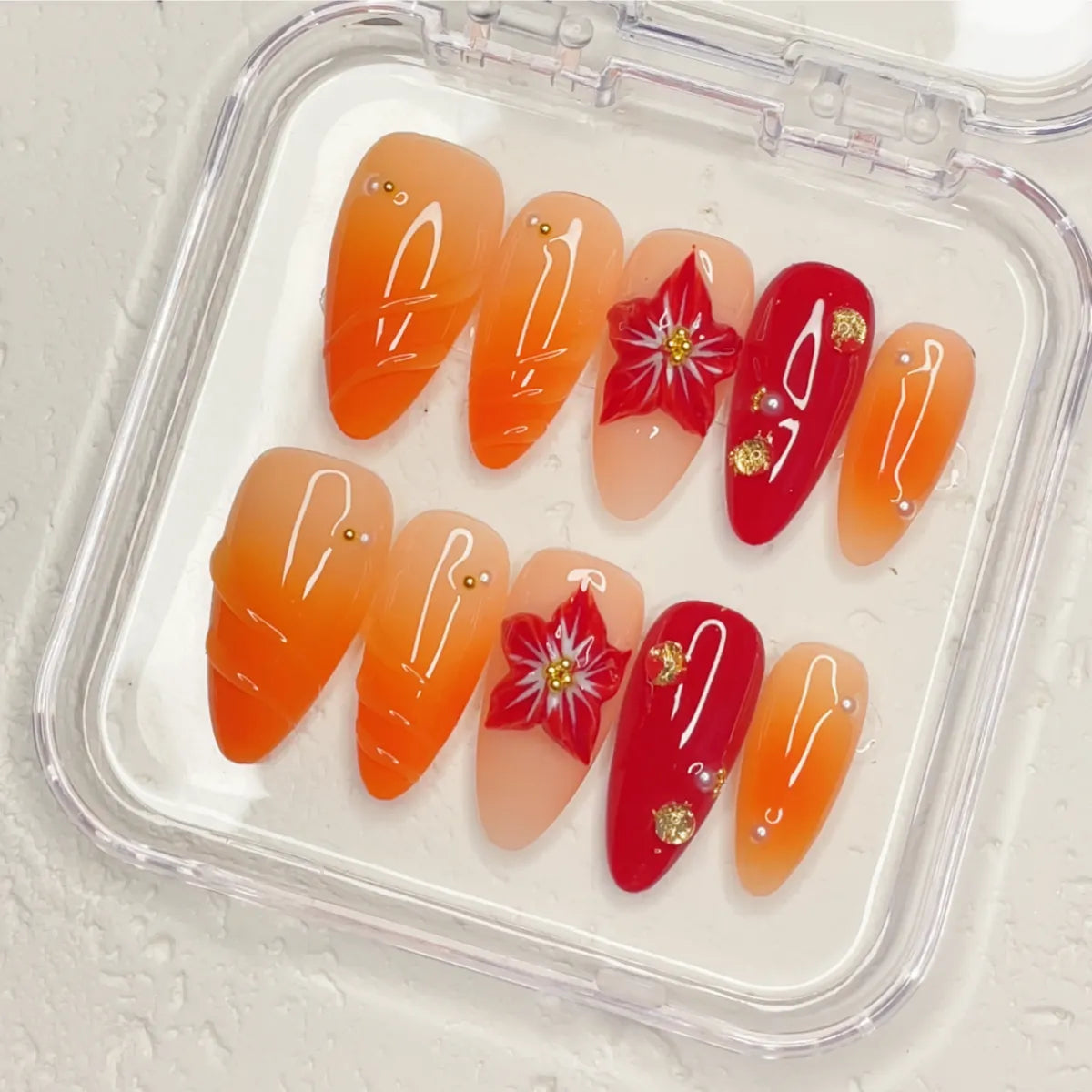 Press On Nail Orange Light