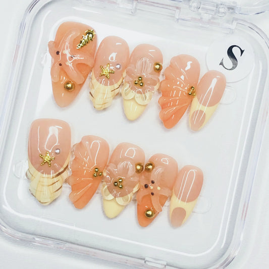 Press On Nail Sea Star & Shell