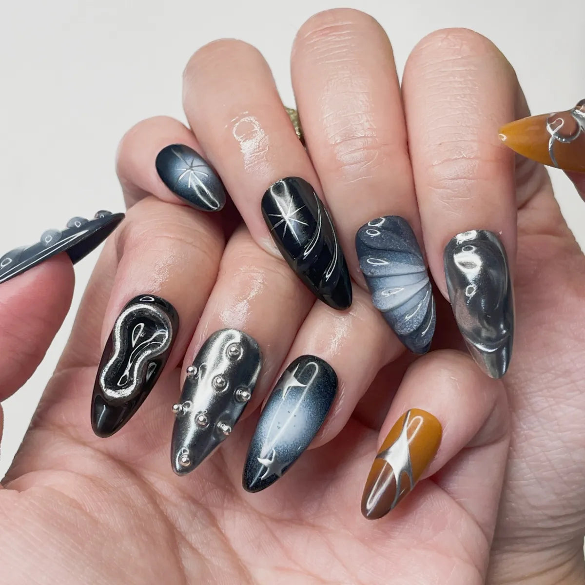 Press On Nail Obsidian Starfall