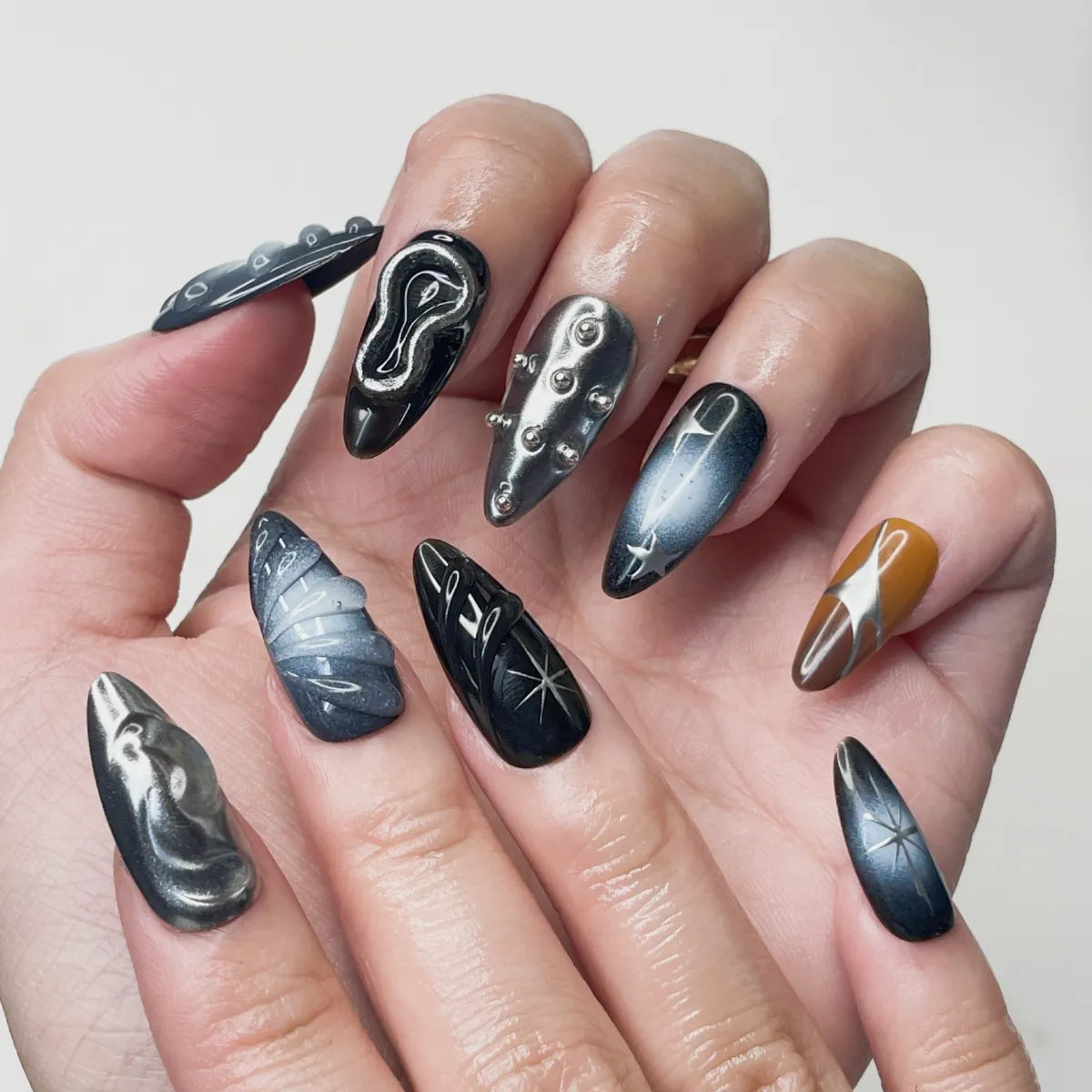 Press On Nail Obsidian Starfall