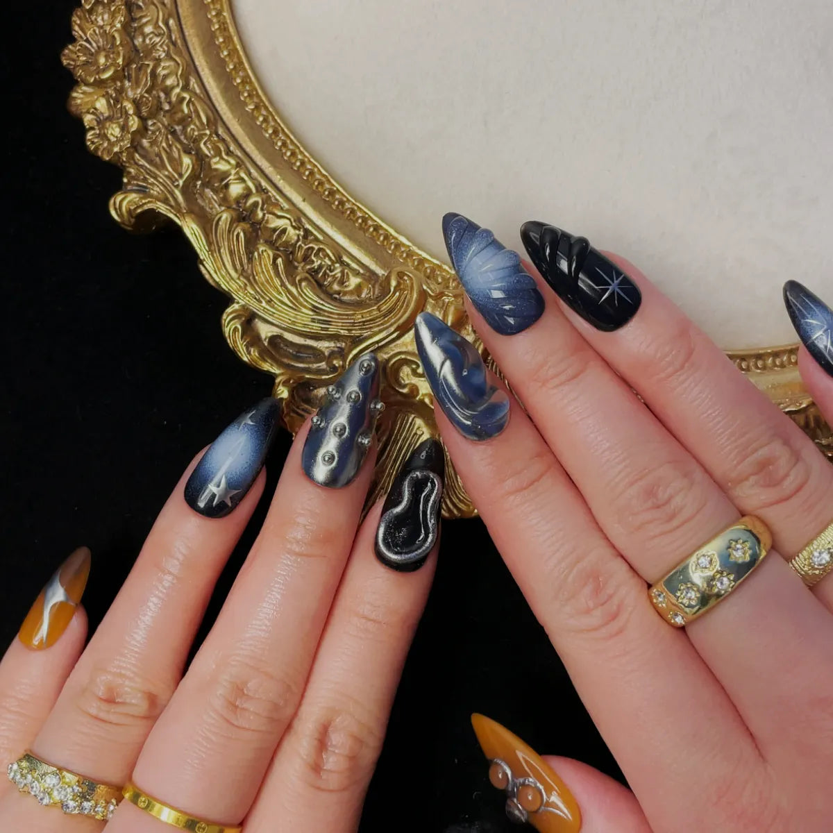 Press On Nail Obsidian Starfall