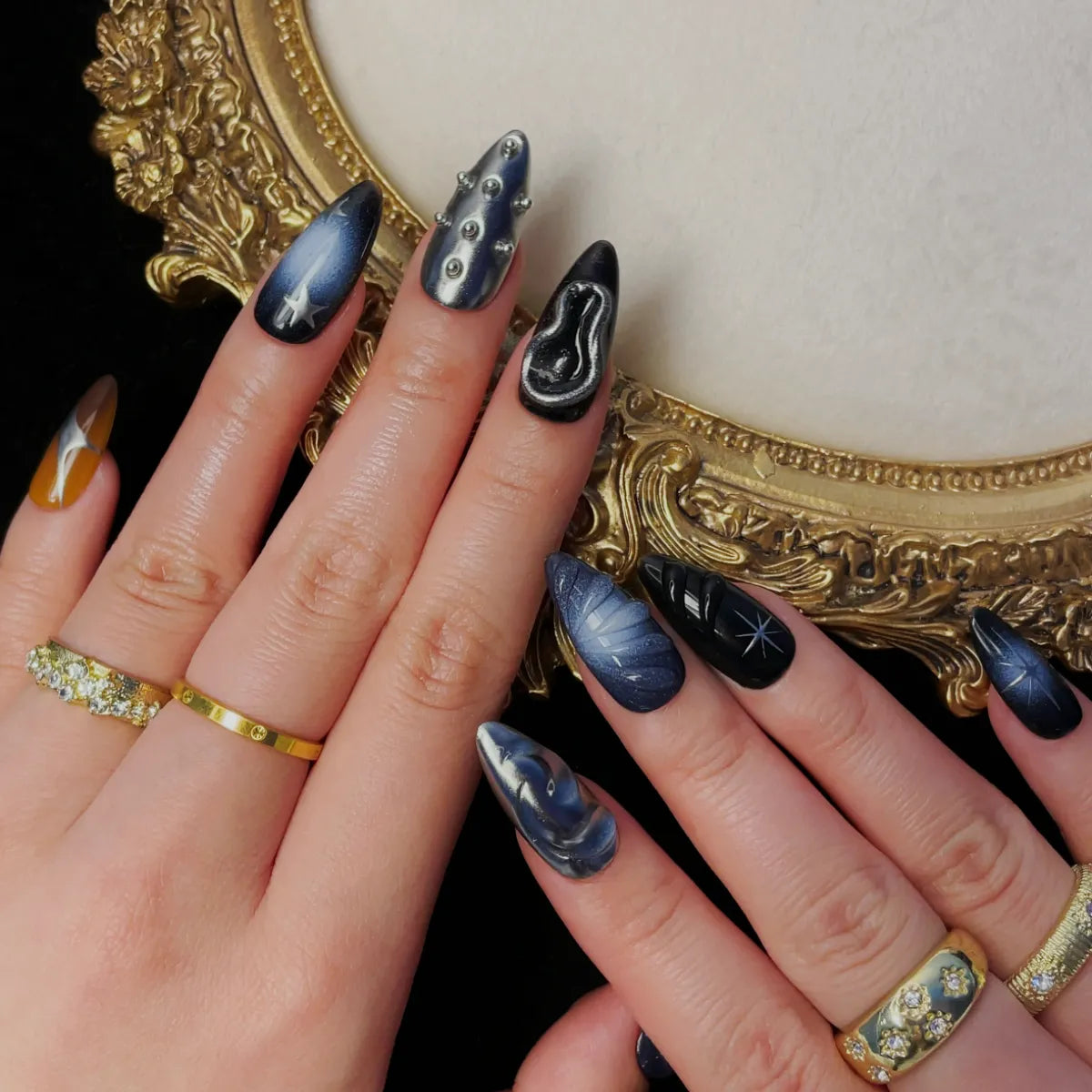 Press On Nail Obsidian Starfall