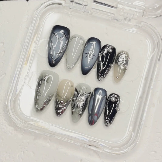 Press On Nail Frosted Wing Glam