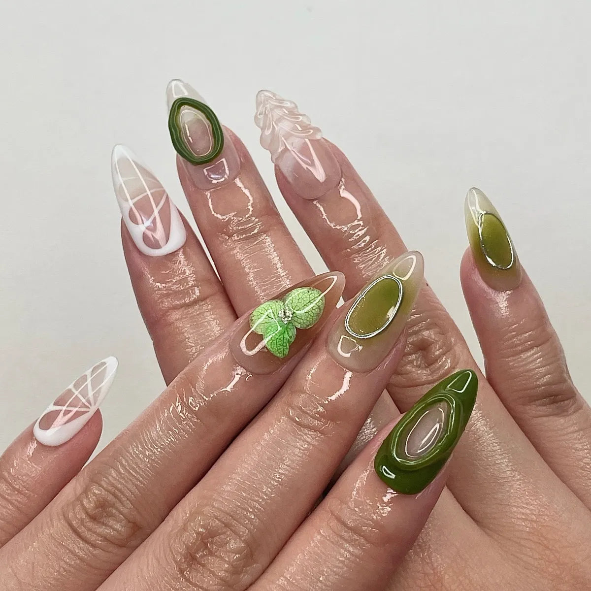 Press On Nail Pistachio Planets