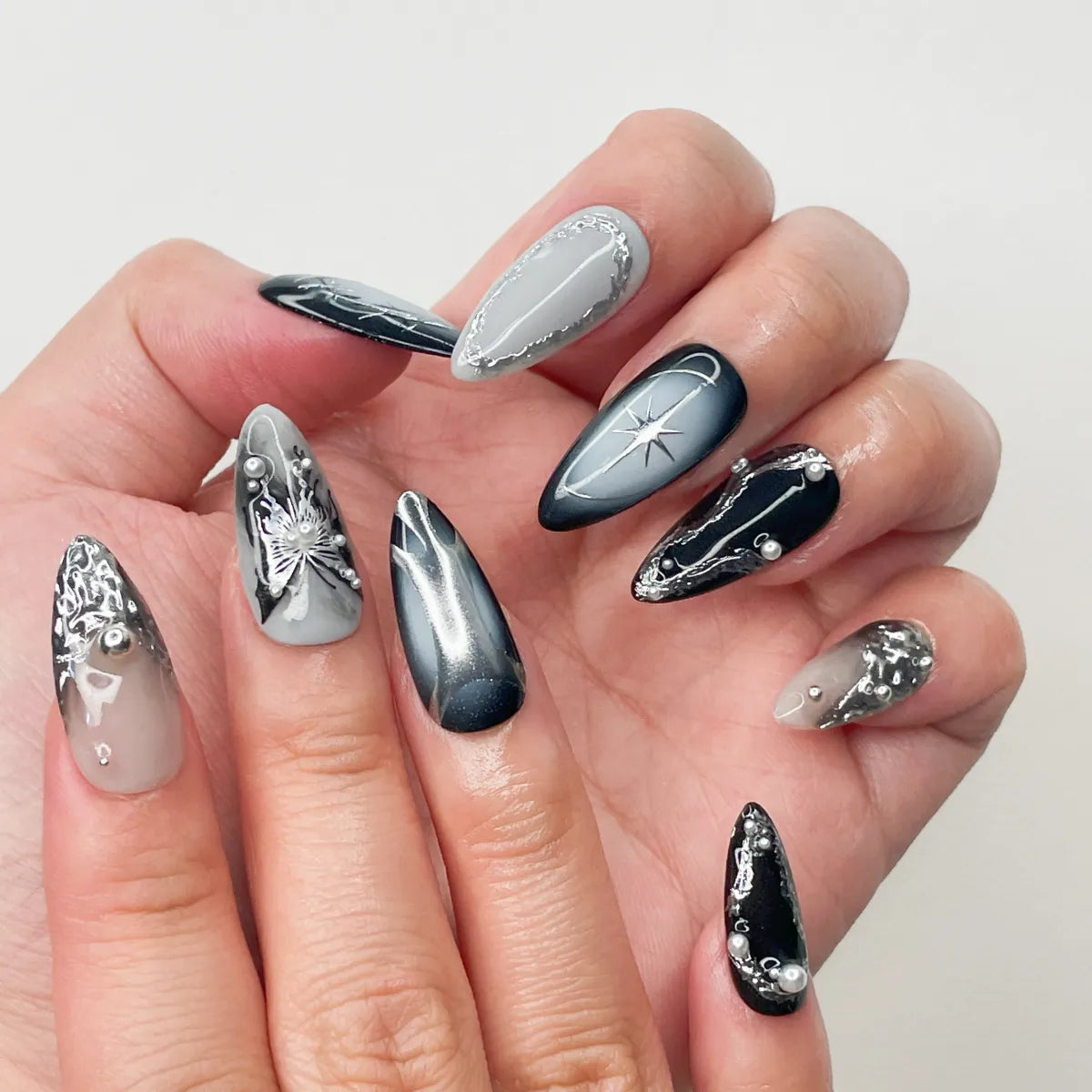 Press On Nail Frosted Wing Glam