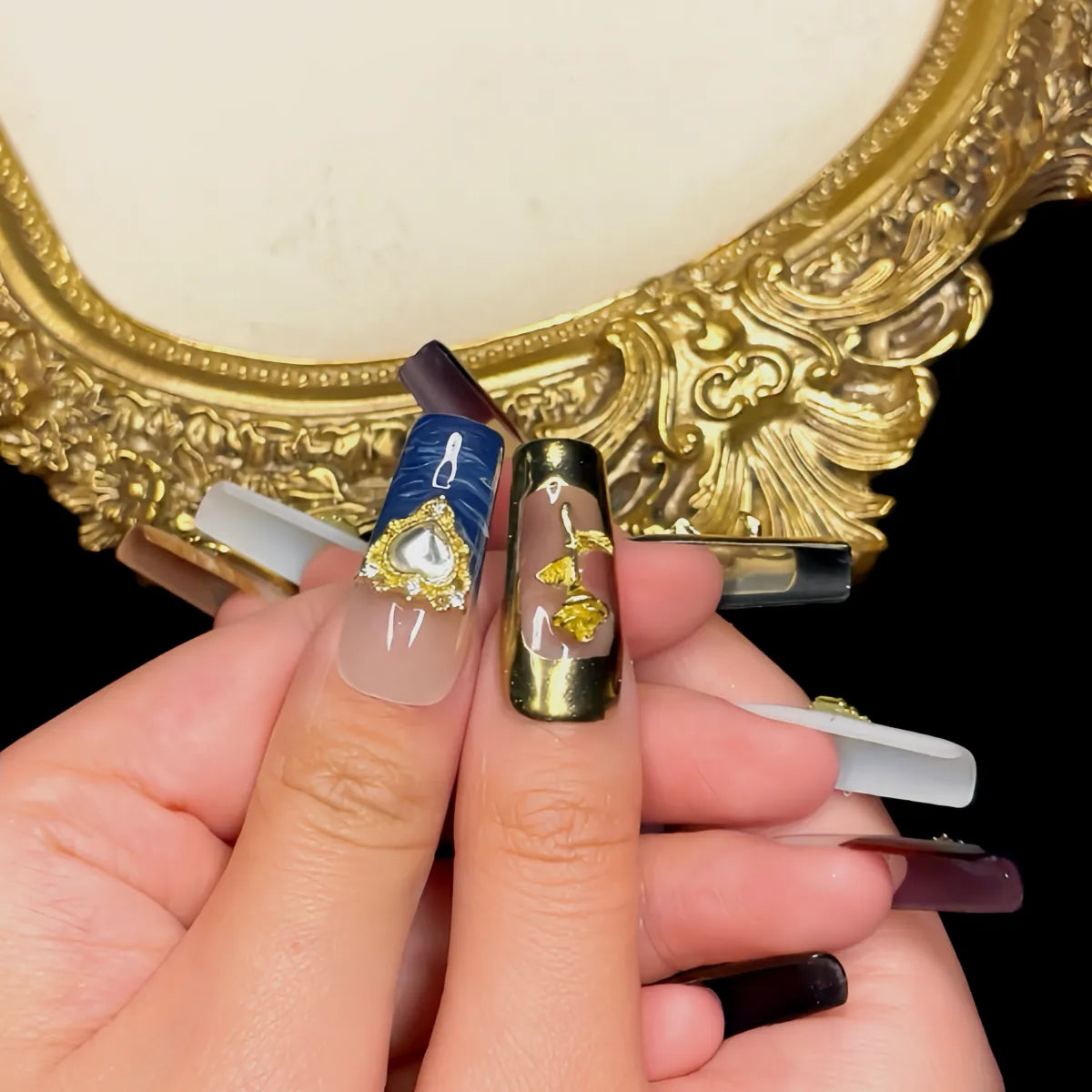 Press On Nail Rose Heart Words